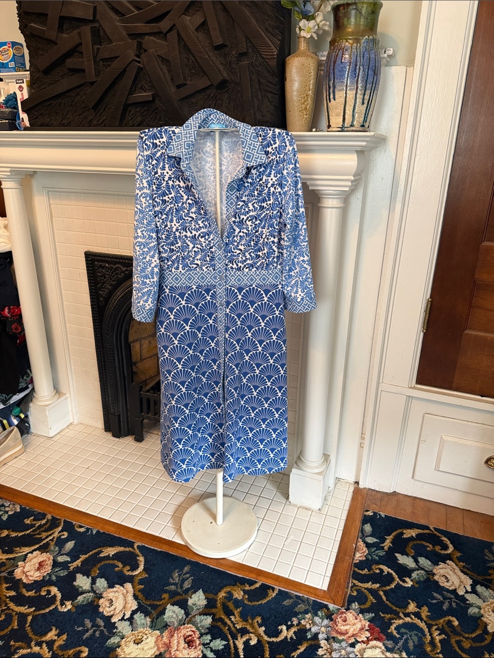 J. McLaughlin Kailyn contrasting Pattern shirt dress- worn once - Picture 2 of 8